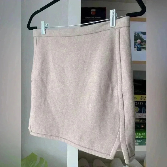 J Crew Factory Felt Wool Beige Skirt - Picture 1 of 4